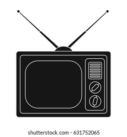Old TV.Old age single icon in black style vector symbol stock illustration web.