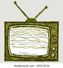 Old TV with antenna. Vector Image