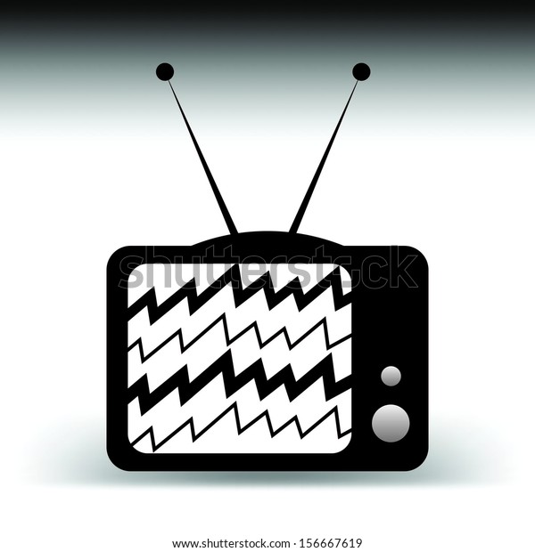 Old\
TV with antennas cartoon concept, signal with\
noise