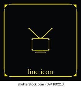 Old TV with antennas. Flat icon.