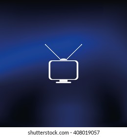 Old TV with antennas. Flat icon.
