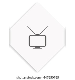Old TV with antennas. Flat icon.