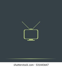 Old TV with antennas. Flat icon.