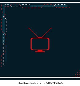 Old TV with antennas. Flat icon.