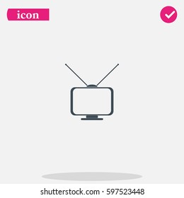 Old TV with antennas. Flat icon.