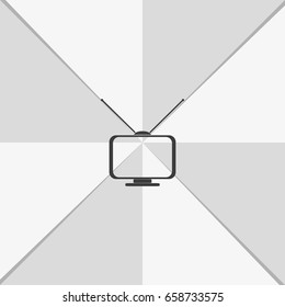 Old TV with antennas. Flat icon.