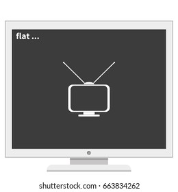 Old TV with antennas. Flat icon.