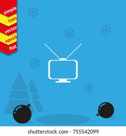 Old TV with antennas. Flat icon.