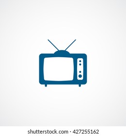 Old TV Blue Icon On White Background