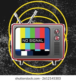 Old TV with collage style. TV background no signal. Illustration vector