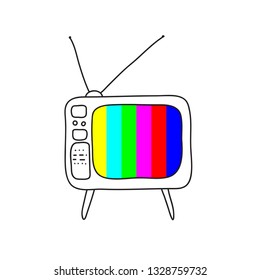 Old TV with colorful screen
