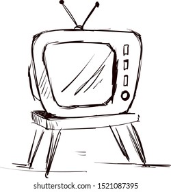 Dibujo de TV antiguo, ilustración, vector sobre fondo blanco.