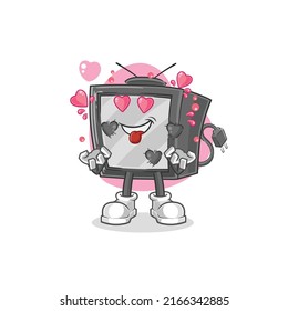 the old tv fallin love vector. cartoon character