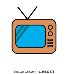 Old TV flat icon isolated on white background. Vector illustration. Tv logo icon.