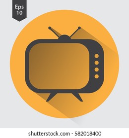 Old TV Flat Icon. Simple Symbol Of Television. Vector Illustrated Sign