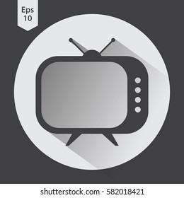 Old TV Flat Icon. Simple Symbol Of Television. Vector Illustrated Sign