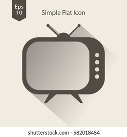 Old TV Flat Icon. Simple Symbol Of Television. Vector Illustrated Sign
