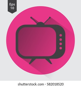 Old TV Flat Icon. Simple Symbol Of Television. Vector Illustrated Sign