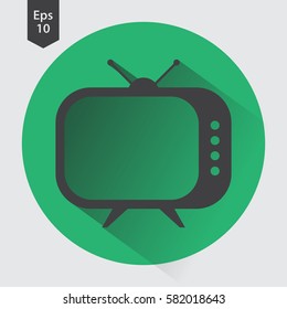 Old TV Flat Icon. Simple Symbol Of Television. Vector Illustrated Sign