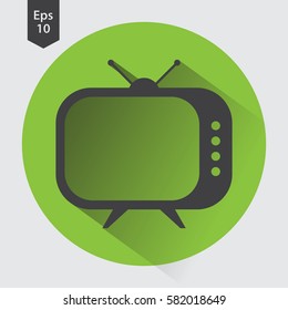 Old TV Flat Icon. Simple Symbol Of Television. Vector Illustrated Sign