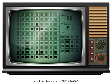 old TV with a game