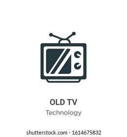 Old tv glyph icon vector on white background. Flat vector old tv icon symbol sign from modern technology collection for mobile concept and web apps design.