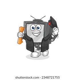 the old tv graduation vector. cartoon character