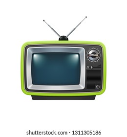 Old tv with green frame. Vector illustration