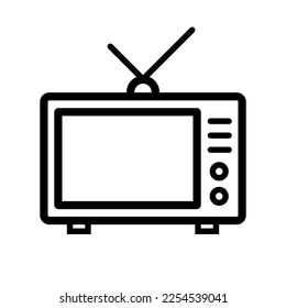Old TV icon with antenna. Vector.