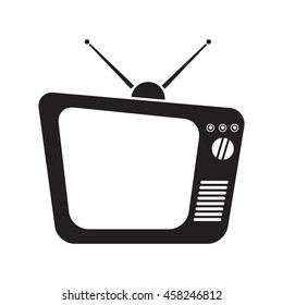 Old TV icon with antennas, vector illustration