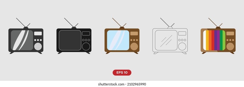 alte Sammlung von Fernsehsymbolen. Vektorgrafik