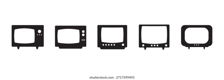 Alte TV-Ikone gefüllt flachen Schild Konzept für Web-Design. Vector Vintage TV Collection. Altes TV-Symbolpaket. Retro, Vintage-TV, Klassik, Antikes Fernsehen, Altes Fernsehen, Vektorgrafik. 
