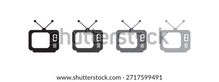 Old TV icon filled flat sign concept for web design. Vector Vintage Television Collection. Old TV Icon Pack. Retro, Vintage TV, Classic, Antique TV, Old Television, Vector Illustration. 
