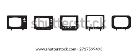 Old TV icon filled flat sign concept for web design. Vector Vintage Television Collection. Old TV Icon Pack. Retro, Vintage TV, Classic, Antique TV, Old Television, Vector Illustration. 