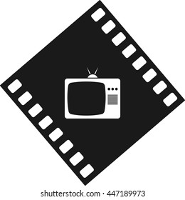 Old TV icon. Flat design style. Stock vector illustration
