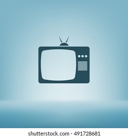 Old TV icon. Flat design style. Stock vector illustration