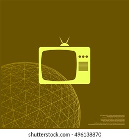 Old TV icon. Flat design style. Stock vector illustration