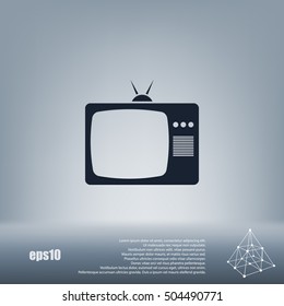 Old TV icon. Flat design style. Stock vector illustration