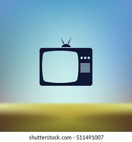Old TV icon. Flat design style. Stock vector illustration