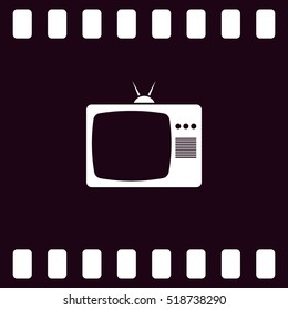 Old TV icon. Flat design style. Stock vector illustration