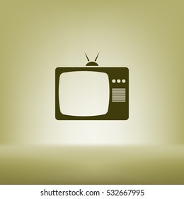 Old TV icon. Flat design style. Stock vector illustration