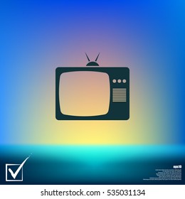 Old TV icon. Flat design style. Stock vector illustration