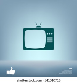 Old TV icon. Flat design style. Stock vector illustration