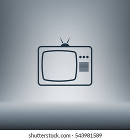 Old TV icon. Flat design style. Stock vector illustration