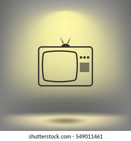 Old TV icon. Flat design style. Stock vector illustration