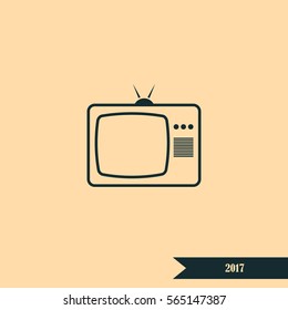 Old TV icon. Flat design style. Stock vector illustration