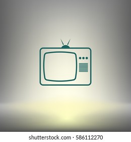 Old TV icon. Flat design style. Stock vector illustration