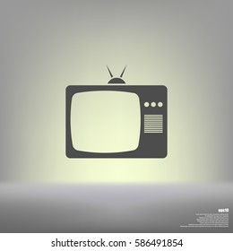 Old TV icon. Flat design style. Stock vector illustration