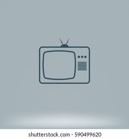 Old TV icon. Flat design style. Stock vector illustration