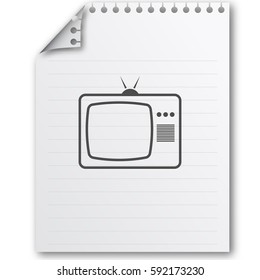 Old TV icon. Flat design style. Stock vector illustration